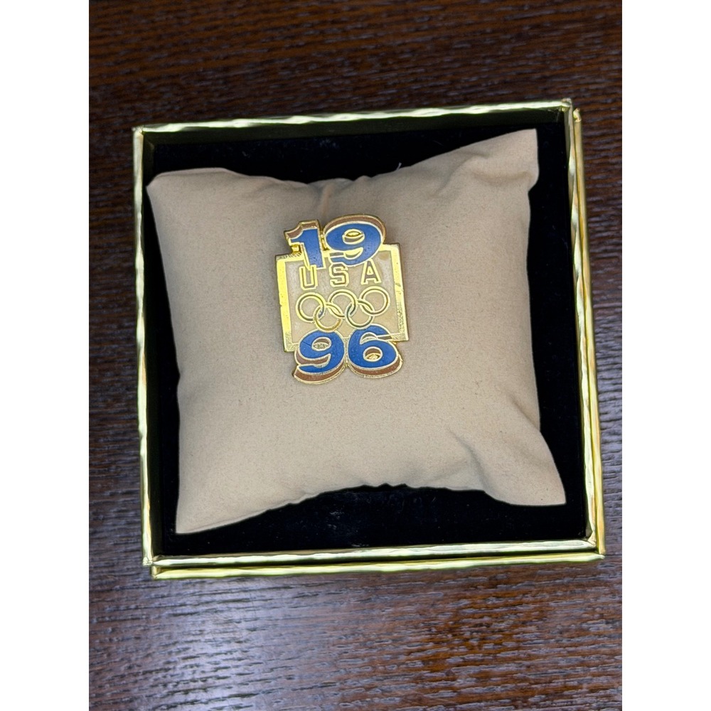 Vintage 1996 Atlanta Summer Olympics USA Team Lapel Pin Gold Tone Blue Enamel